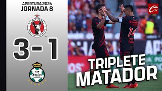 XOLOS 31 SANTOS RESUMEN  LIGA MX  JORNADA 8  APERTURA 2024  CALIENTE TV 🔴 [upl. by Esyli]