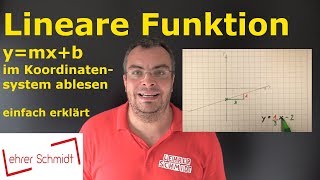 lineare Funktion  Graph ablesen  ganz einfach erklärt  Lehrerschmidt [upl. by Cock]