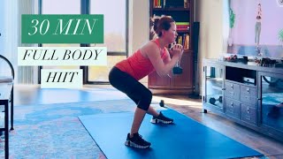 30 MIN FULL BODY HIIT with weights NO REPEATS NO JUMPING [upl. by Amor]