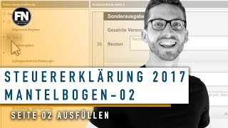 Mantelbogen 2017 ausfüllen  Elster Tutorial Mantelbogen Seite 2 ausfüllen  Steuererklärung 2017 [upl. by Ashli300]