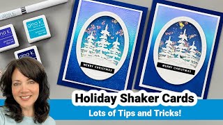 Holiday Shaker Cards  Lots of Tips and Tricks [upl. by Annauqaj717]