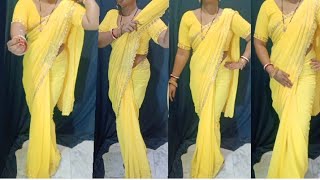 saree draping new styleRegular saree drapingEasy saree draping stylesaree how to wear short [upl. by Courcy]