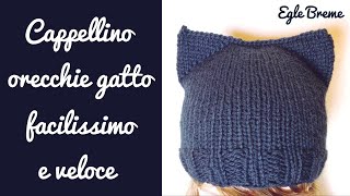 Cappellino orecchie gatto facile e veloce chiusura a 3 ferri [upl. by Yelmene373]