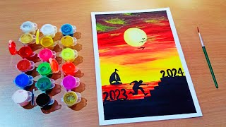 new year painting  happy new year 2024 painting [upl. by Kanter307]