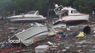 Il giorno dopo la burrasca a Rapallo yacht trascinati via [upl. by Marja]