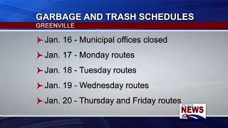 Greenville Garbage Schedule for MLK Day [upl. by Rehctaht930]