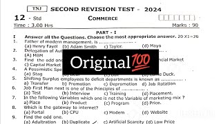 12th commerce second revision exam original question paper 2024 [upl. by Yoral289]