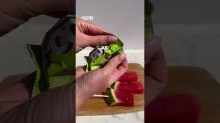 VIRAL Fruit Roll Up Wrapped Watermelon with Tajin  Chamoy fruitrollup watermelon viral [upl. by Tuneberg]