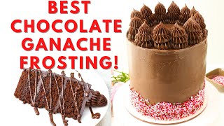 HOW TO MAKE CHOCOLATE GANACHE FROSTING  3 INGREDIENTS  Dark Chocolate Raspberry Cake [upl. by Jedidiah]