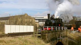 USTAC S160 Big Jim departing Keighley during the spring steam gala in march [upl. by Ramalahs]