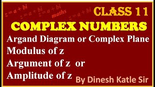 COMPLEX NUMBERS  Argand Diagram or Complex Plane Modulus of Z Argument of Z or Amplitude of Z [upl. by Ignatzia]