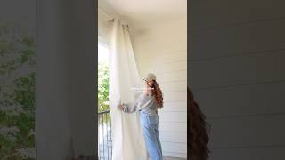 DIY outdoor curtains for my balcony makeover with Solarium outdoor fabric from joannstores 💚 ad [upl. by Eelarac618]