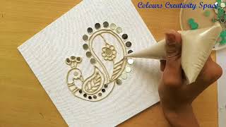 Diy Lippan Art On Canvas with cone work  Gujarati Kutch Lippan Work Mud amp Mirror Artwork [upl. by Yuhas]