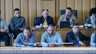 Consiglio Comunale del 291024 APPROVAZIONE REGOLAMENTO PER LUTILIZZO E GESTIONE DEI BENI IMMOBILI [upl. by Mile]