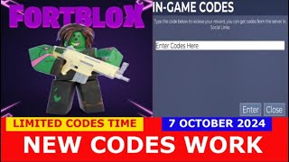 NEW CODES OCTOBER 7 2024 🗺️NEW MAP FORTBLOX ROBLOX  LIMITED CODES TIME [upl. by Earezed]