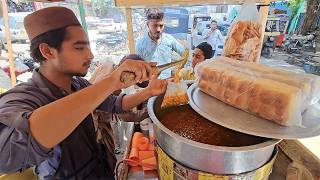 Gujrati Kathiyawadi Chole  Roadside Street Food Kathiawari Cholay Kid Selling Famous Chana Chaat [upl. by Aner]