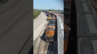 BNSF power passes UP power in Proviso yard with the Sears tower in the background shorts fyp up [upl. by Alarice]