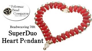 Make a SuperDuo Heart Pendant Beadweaving 700 [upl. by Halyahs]