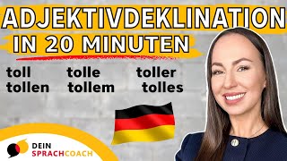 Lerne ALLES über die ADJEKTIVDEKLINATION in 20 Minuten Deutsch lernen  Grammatik Satzbau German [upl. by Eiramnerual]