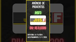 Anúncio de Proventos  JHSF3  JHSF [upl. by Haraz]