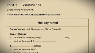 HOLIDAY RENTAL ielts listening  HD AUDIO  1080p [upl. by Tito]