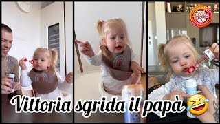 Vittoria ha imparato a fare le bolle di sapone e sgrida il suo papà 🤣 [upl. by Tarsuss]