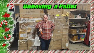 Unboxing a pallet with lots and lots of Christmas  Check out what we got from this closeout company [upl. by Nylinnej]