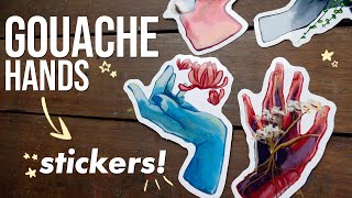 Painting hands in gouache and making sticker packs [upl. by Nabala]