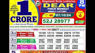 NAGALAND DEAR LOTTERY SAMBAD EVENING 8 PM RESULT TODAY 07102024 [upl. by Coffey490]