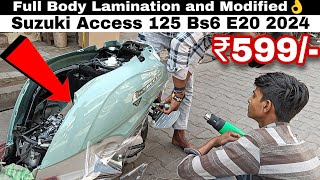 Suzuki Access 125 Bs6 E20 2024  Body Wrapping amp Modified Cheapest Price 🔥 [upl. by Ynohtn]