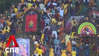 More than 1 million devotees flock to Malaysia’s Batu Caves for Thaipusam [upl. by Audres]