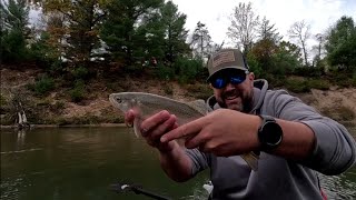 Fall Overnight Manistee River Kayak Camping and Trout Fishing Trip [upl. by Ahsikar]