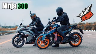 2024 KTM Duke390 vs Ninja 300 Top End Race [upl. by Notnad]