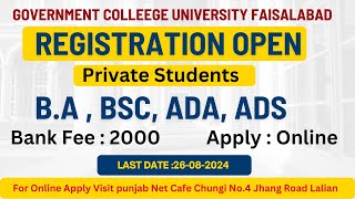 Government College University Faisalabad GCUF Registration Open BA Bsc ADC [upl. by Ettennig75]