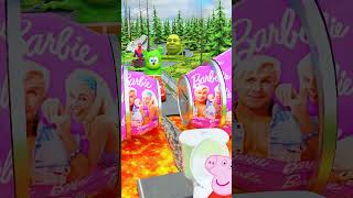 🎀 Cars Going Over Log Trap Bridge Lava Bollard Barbie [upl. by Namrac]