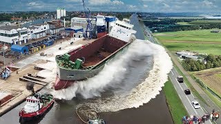 Ship Launch  10 Awesome Waves FAILS and CLOSE CALLS [upl. by Akimahc]