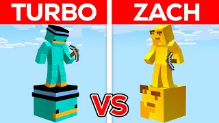 Casa en un SÓLO BLOQUE de TURBO vs ZACH en Minecraft [upl. by Elboa121]