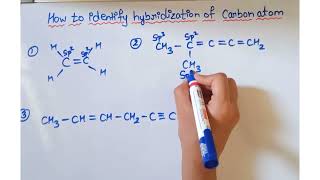 How to identify hybridization of carbon atom sp  sp2 sp3 [upl. by Dove]