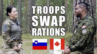 Canadian 🇨🇦 and Slovenian 🇸🇮 soldiers swap rations [upl. by Jem]