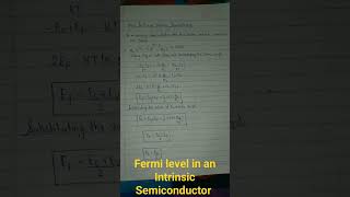 Engineering Physics  Fermi level in an Intrinsic Semiconductor  Derivation [upl. by Enitsugua255]