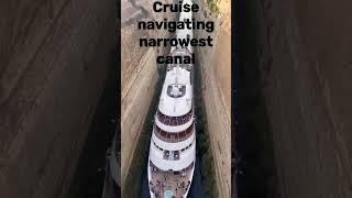 Cruise ship passes through the worlds narrowest canal Corinth Canal in Greece cruise ship short [upl. by Charlena]