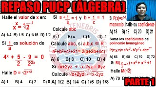 REPASO ADMISION PUCP ALGEBRA PARTE 1 FULL PROBLEMAS RESUELTOS [upl. by Caressa]