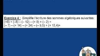 addition et soustraction de nombres relatifs 4 5ème [upl. by Huda]