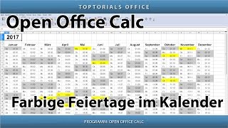 Farbige Feiertage im Kalender OpenOffice Calc [upl. by Marcus]