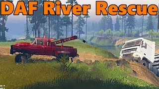 Spin Tires  NEW DAF Semi Truck and River Rescue [upl. by Uranie]