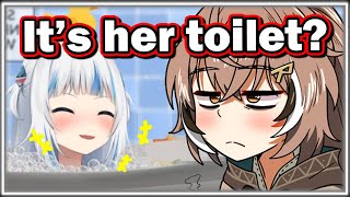 Chat tells Mumei that shes actually in Gura’s Bath Water【Hololive】 [upl. by Elleirbag]