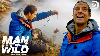 Bear Grylls Cooks Sheep Meat in an Icelandic Hot Spring  Man vs Wild [upl. by Adamok358]