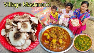 Village Mashroom Cooking and Eating Desi chati Recipe with Daal Moringa [upl. by Artima]