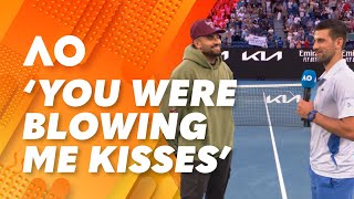 The Nick Kyrgios and Novak Djokovic bromance is blossoming 2024 Australian Open  WWOS [upl. by Nodnarbal]