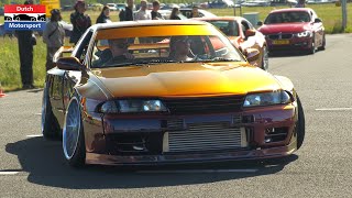 JDM Cars leaving Japfest 2023  1239HP Supra R32 Pandem Chaser 820HP Skyline GTR Keicars 3000GT [upl. by Eckmann]